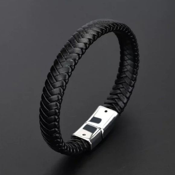 A&B VIPER BRACELET (LEATHER/CHROME) 23cm